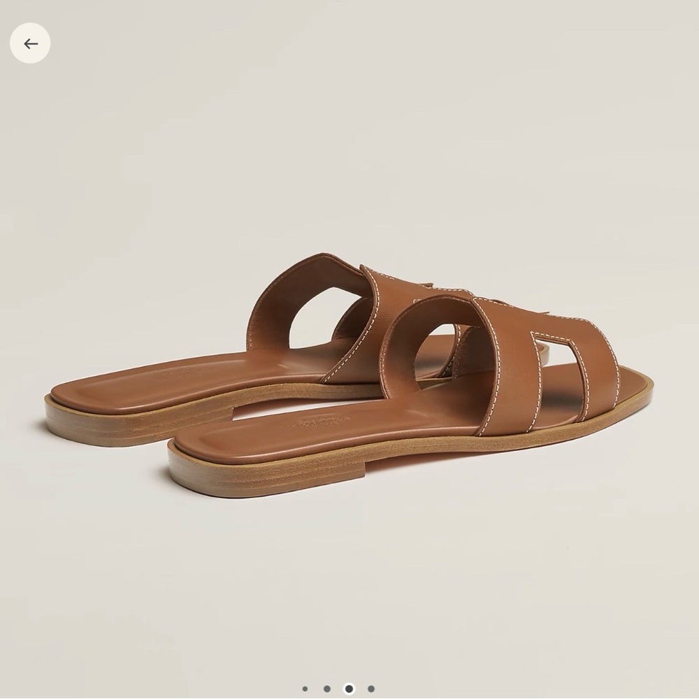 Hermes Oran Sandals Gold Tan Leather - Picture 3 of 3